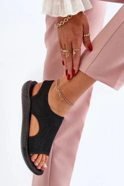 Boto Sandały Gumowe|Sandały Płaskie*Sportowe Sandały Damskie Czarne Cesys