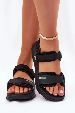 Big Star Shoes Sportowe Sandały Damskie Na Platformie Big Star RR274A077 Czarne Czarny