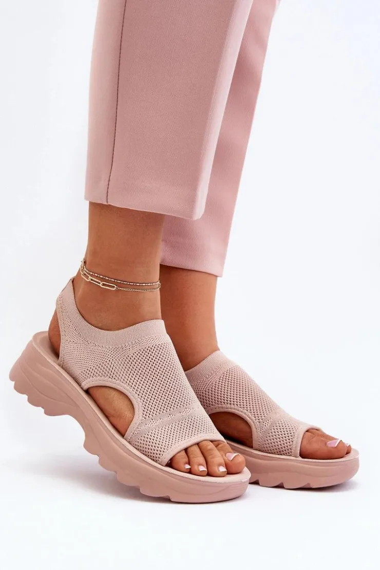 Outlet Boto Sportowe Sandały Damskie Na Grubej Podeszwie Różowe Deinaleia