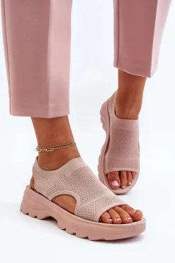 Outlet Boto Sportowe Sandały Damskie Na Grubej Podeszwie Różowe Deinaleia