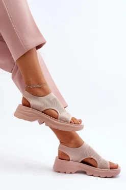 Outlet Boto Sportowe Sandały Damskie Na Grubej Podeszwie Różowe Deinaleia