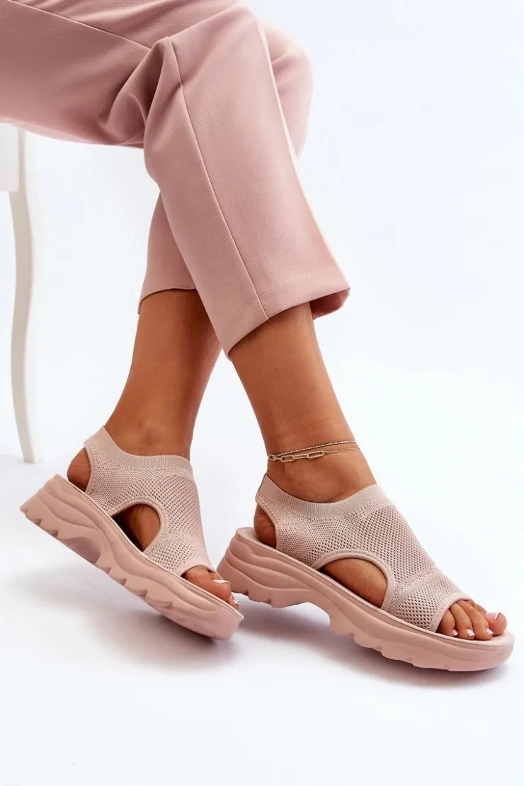 Outlet Boto Sportowe Sandały Damskie Na Grubej Podeszwie Różowe Deinaleia