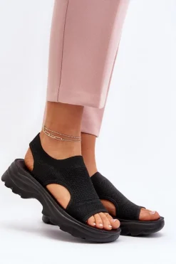 Best Boto Sportowe Sandały Damskie Na Grubej Podeszwie Czarne Deinaleia Czarny