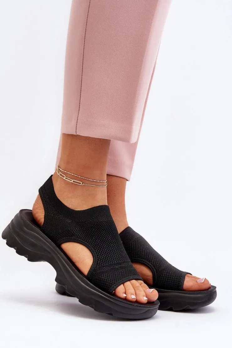 Best Boto Sportowe Sandały Damskie Na Grubej Podeszwie Czarne Deinaleia Czarny