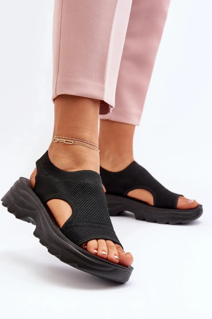 Best Boto Sportowe Sandały Damskie Na Grubej Podeszwie Czarne Deinaleia Czarny