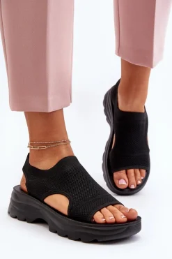 Best Boto Sportowe Sandały Damskie Na Grubej Podeszwie Czarne Deinaleia Czarny