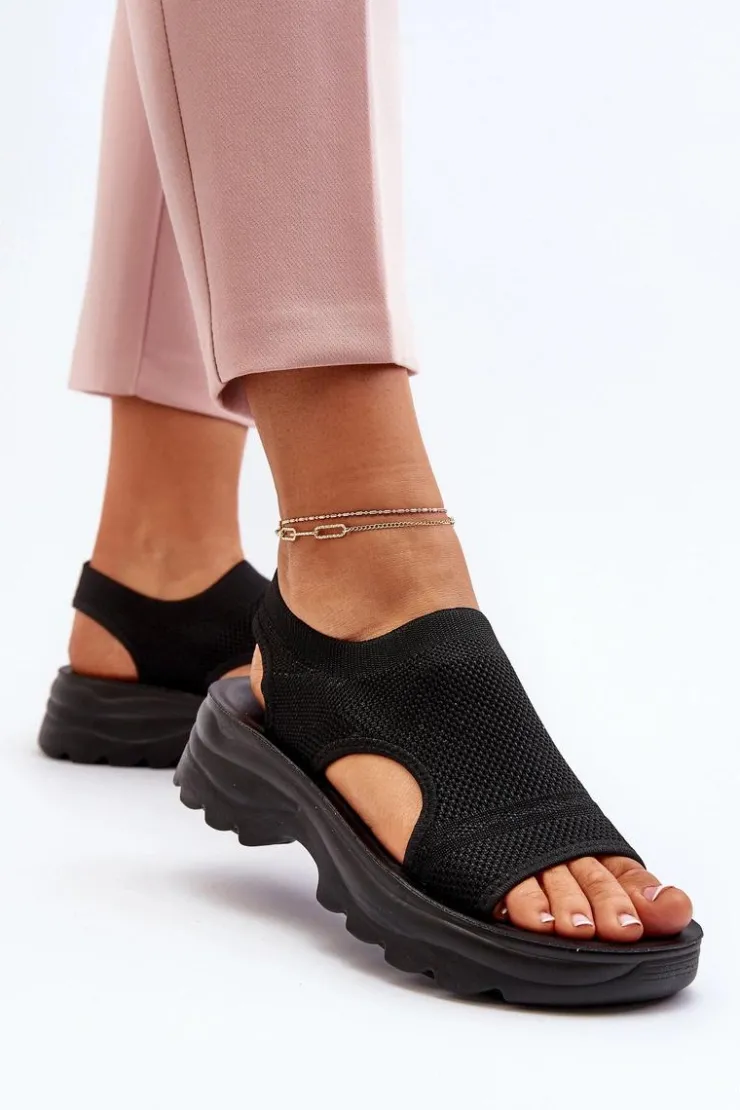 Best Boto Sportowe Sandały Damskie Na Grubej Podeszwie Czarne Deinaleia Czarny