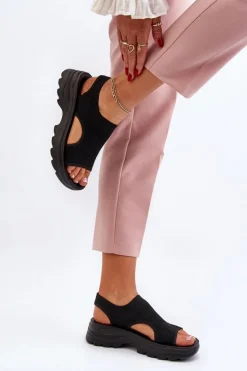 Best Boto Sportowe Sandały Damskie Na Grubej Podeszwie Czarne Deinaleia Czarny