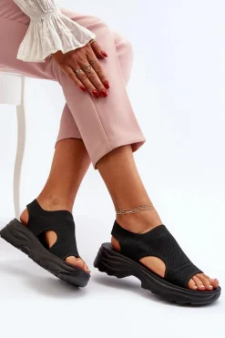 Best Boto Sportowe Sandały Damskie Na Grubej Podeszwie Czarne Deinaleia Czarny