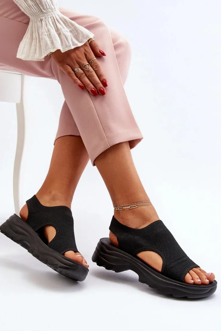 Best Boto Sportowe Sandały Damskie Na Grubej Podeszwie Czarne Deinaleia Czarny