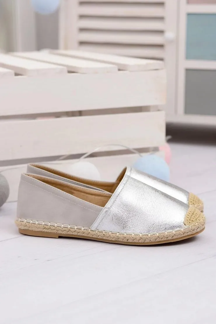 Damskie Boto Srebrne Damskie Wsuwane Espadryle Paoli
