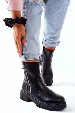 New Damskie buty S.Barski Stylowe Botki Damskie S. Barski Czarne Gles