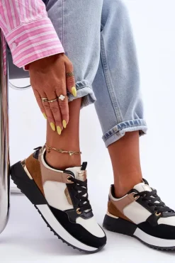 Damskie Boto Stylowe buty sportowe damskie Beżowo-Czarne Katenia