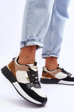 Damskie Boto Stylowe buty sportowe damskie Beżowo-Czarne Katenia