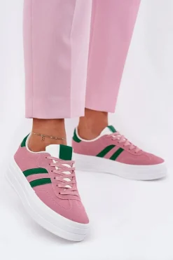 Best Boto Stylowe Sneakersy Damskie Na Platformie Różowe Silavia