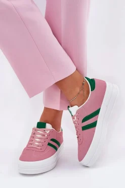 Best Boto Stylowe Sneakersy Damskie Na Platformie Różowe Silavia