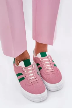 Best Boto Stylowe Sneakersy Damskie Na Platformie Różowe Silavia