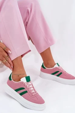 Best Boto Stylowe Sneakersy Damskie Na Platformie Różowe Silavia