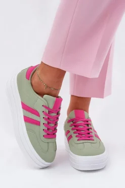 Boto Sneakersy Damskie*Stylowe Sneakersy Damskie Na Platformie Zielone Silavia