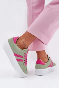 Boto Sneakersy Damskie*Stylowe Sneakersy Damskie Na Platformie Zielone Silavia