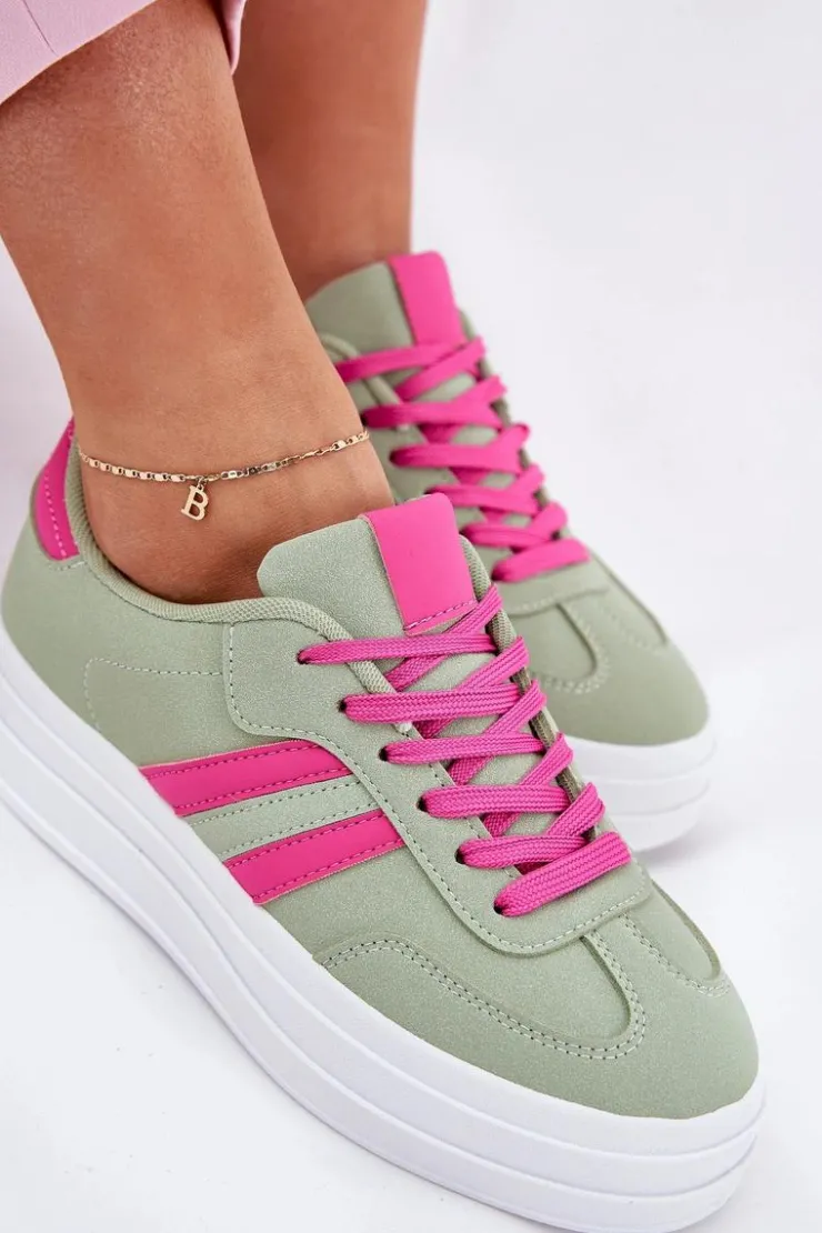 Boto Sneakersy Damskie*Stylowe Sneakersy Damskie Na Platformie Zielone Silavia