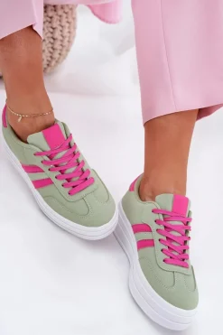 Boto Sneakersy Damskie*Stylowe Sneakersy Damskie Na Platformie Zielone Silavia
