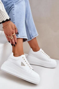 Boto Buty Sportowe Na Platformie|Sneakersy Damskie*Stylowe Sneakersy Na Masywnej Platformie Białe Vallexia