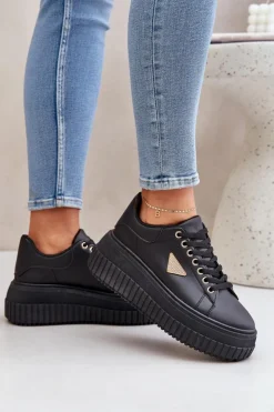 Boto Buty Sportowe Na Platformie|Sneakersy Damskie*Stylowe Sneakersy Na Masywnej Platformie Czarne Vallexia
