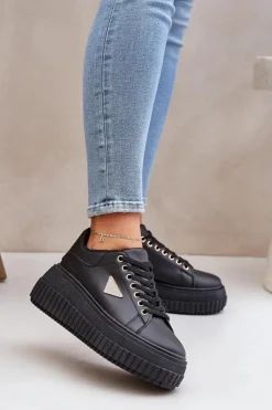 Boto Buty Sportowe Na Platformie|Sneakersy Damskie*Stylowe Sneakersy Na Masywnej Platformie Czarne Vallexia