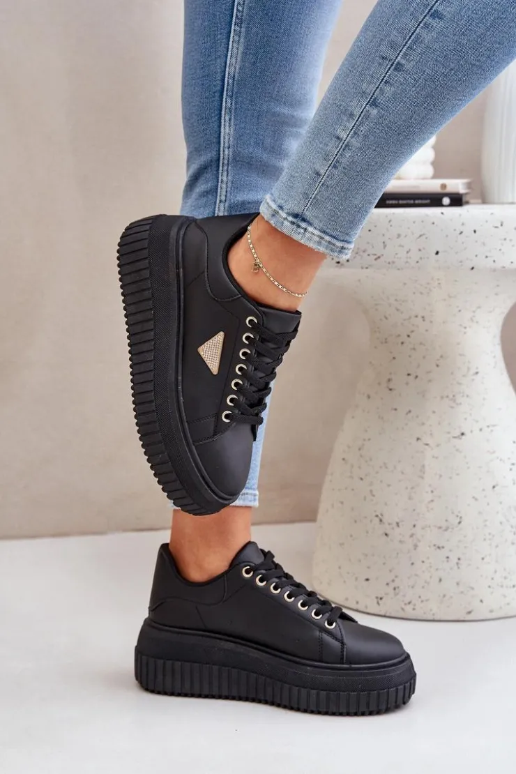 Boto Buty Sportowe Na Platformie|Sneakersy Damskie*Stylowe Sneakersy Na Masywnej Platformie Czarne Vallexia