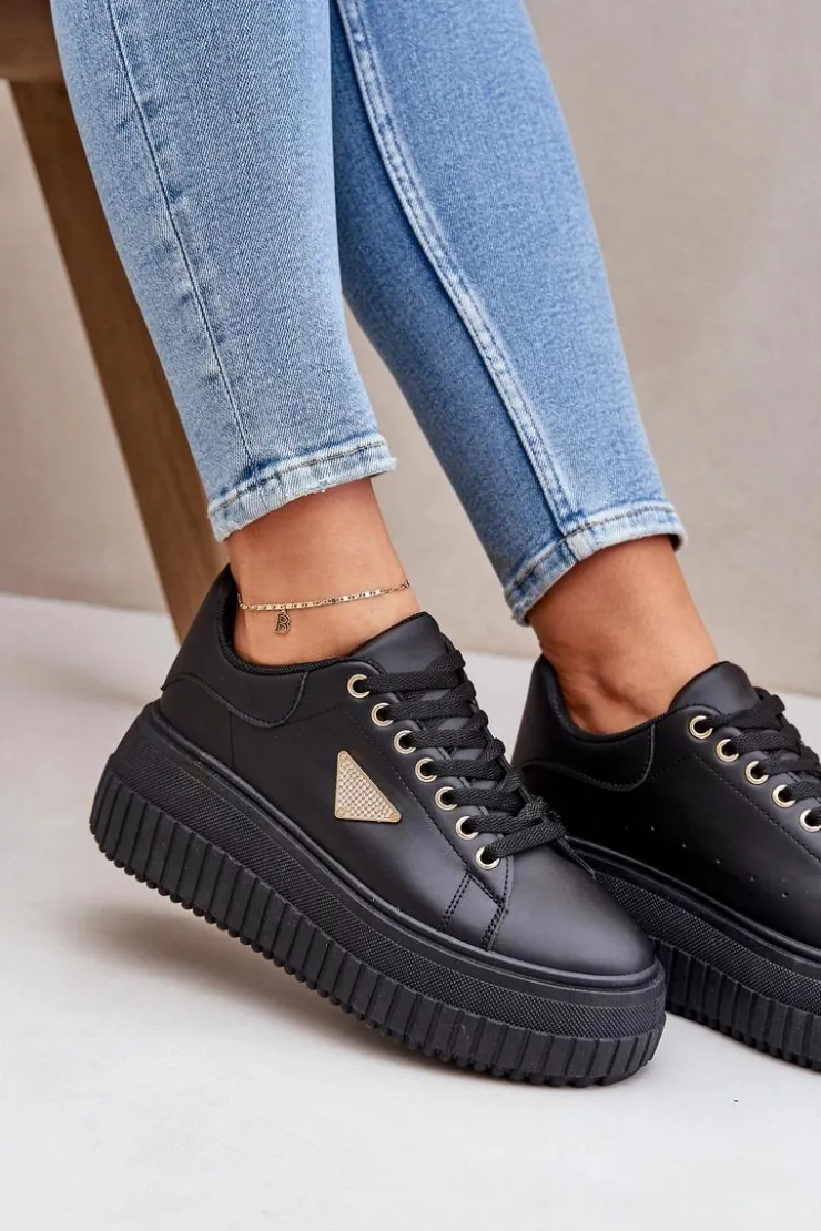 Boto Buty Sportowe Na Platformie|Sneakersy Damskie*Stylowe Sneakersy Na Masywnej Platformie Czarne Vallexia
