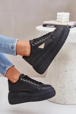 Boto Buty Sportowe Na Platformie|Sneakersy Damskie*Stylowe Sneakersy Na Masywnej Platformie Czarne Vallexia