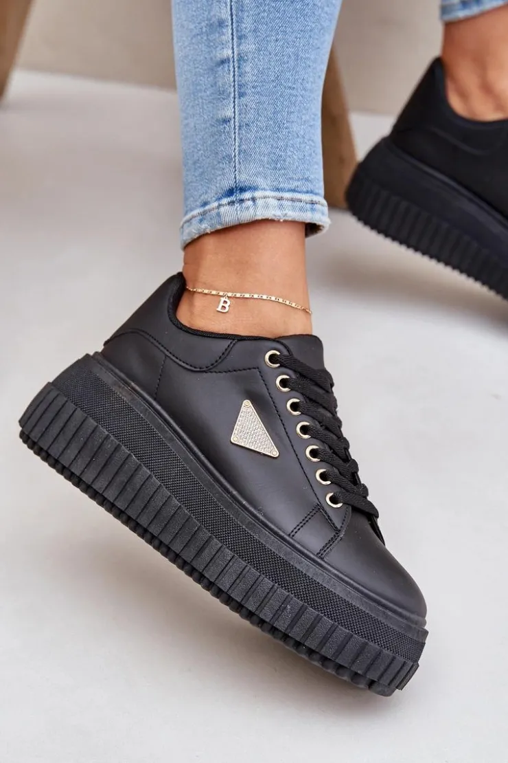 Boto Buty Sportowe Na Platformie|Sneakersy Damskie*Stylowe Sneakersy Na Masywnej Platformie Czarne Vallexia