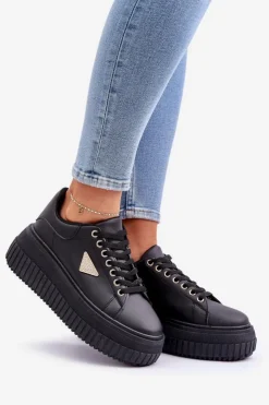 Boto Buty Sportowe Na Platformie|Sneakersy Damskie*Stylowe Sneakersy Na Masywnej Platformie Czarne Vallexia