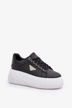 Damskie Boto Stylowe Sneakersy Na Masywnej Platformie Czarno-Białe Vallexia