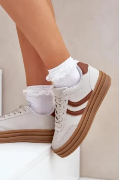 Damskie Boto Stylowe Sneakersy Na Platformie Szare Doriwa