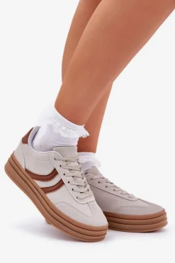 Damskie Boto Stylowe Sneakersy Na Platformie Szare Doriwa