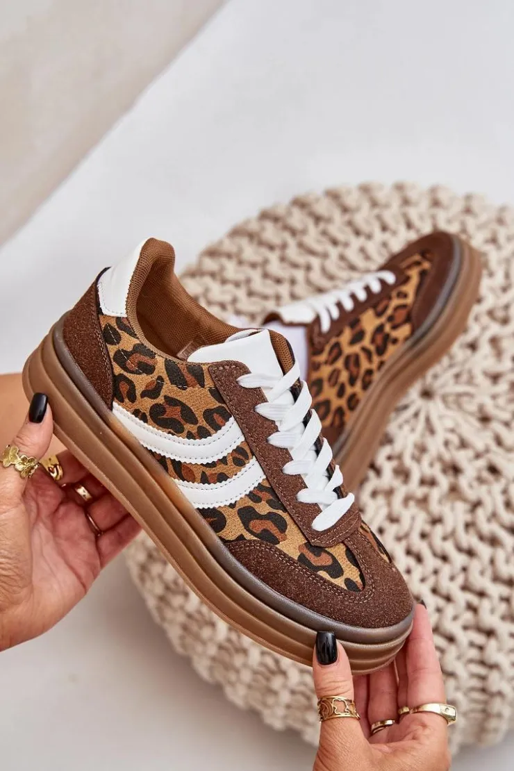 Boto Buty Sportowe Na Platformie|Sneakersy Damskie*Stylowe Sneakersy W Panterkę Na Platformie Brązowe Doriwa