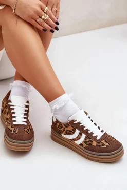 Boto Buty Sportowe Na Platformie|Sneakersy Damskie*Stylowe Sneakersy W Panterkę Na Platformie Brązowe Doriwa