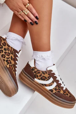 Boto Buty Sportowe Na Platformie|Sneakersy Damskie*Stylowe Sneakersy W Panterkę Na Platformie Brązowe Doriwa