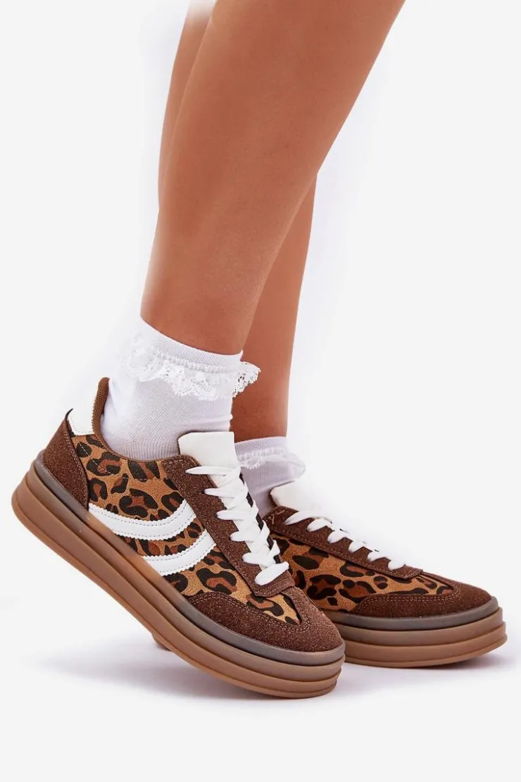 Boto Buty Sportowe Na Platformie|Sneakersy Damskie*Stylowe Sneakersy W Panterkę Na Platformie Brązowe Doriwa