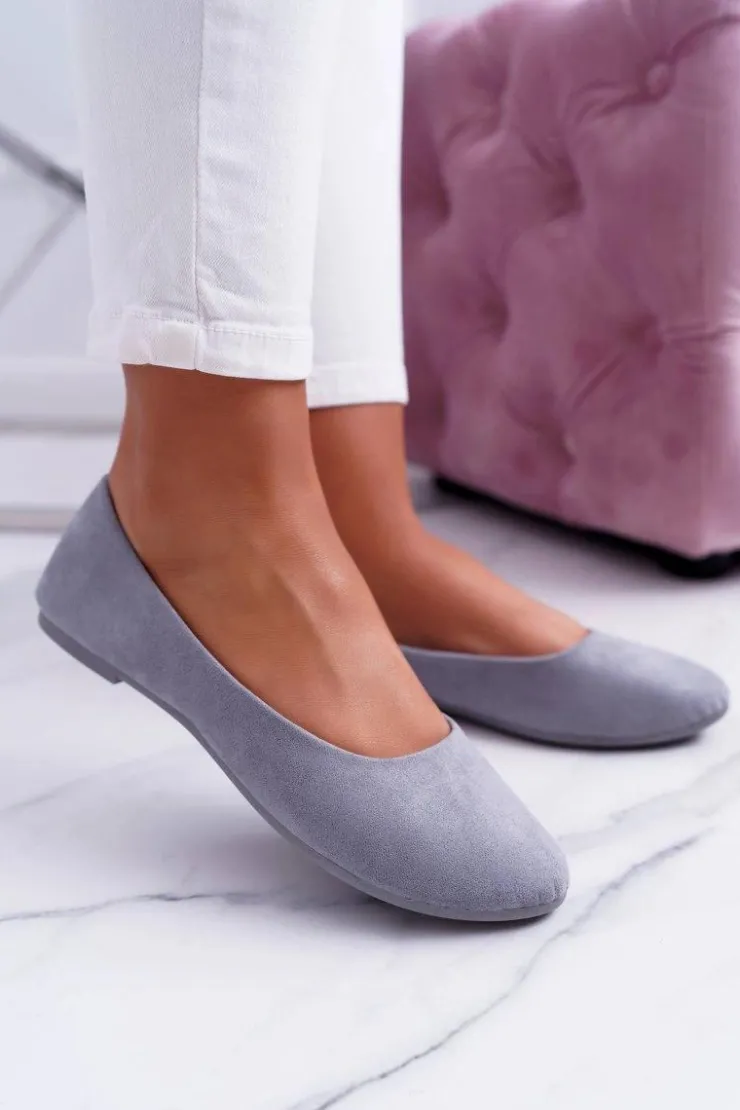 Discount Boto Szare Damskie Balerinki Zamsz Buenos