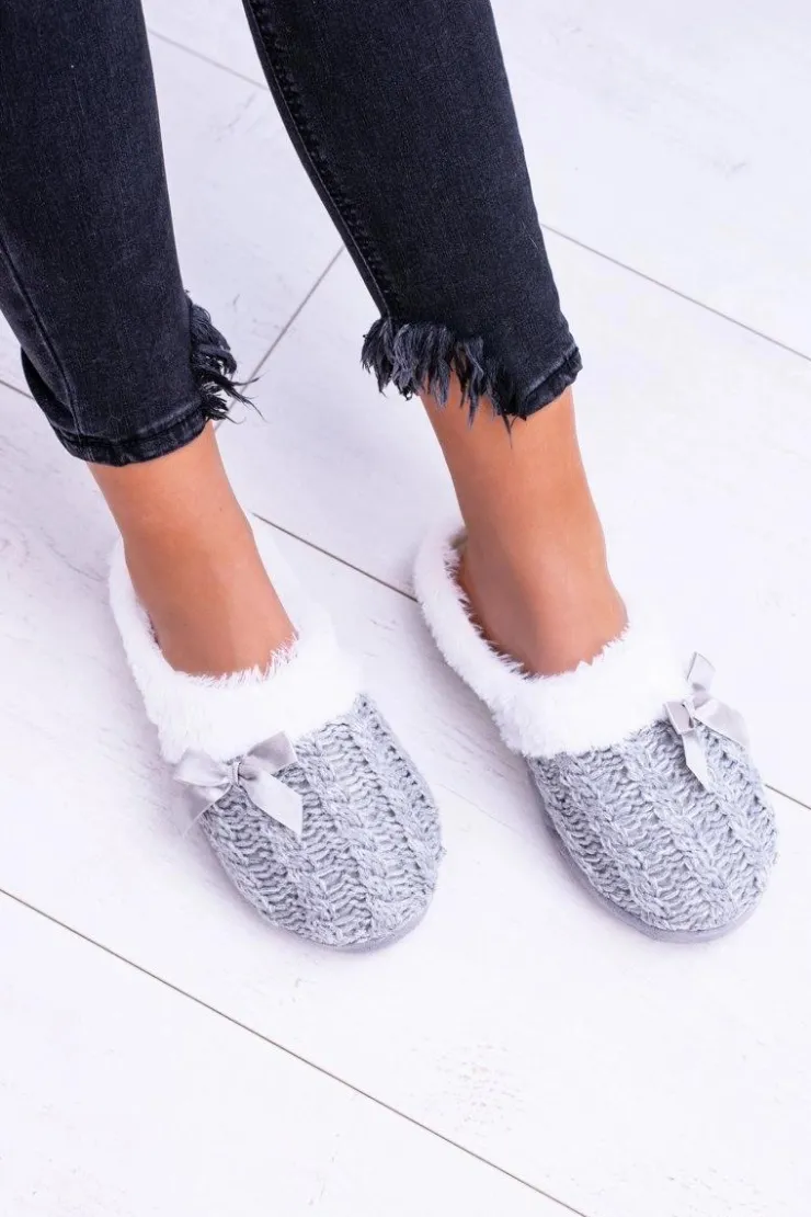 Damskie Buty damskie Vinceza Szare Damskie Papcie Domowe Klapki Z Futerkiem Dezi