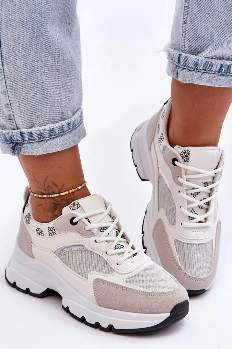 Sale Boto Sznurowane Buty Sportowe Na Platformie Białe Escape