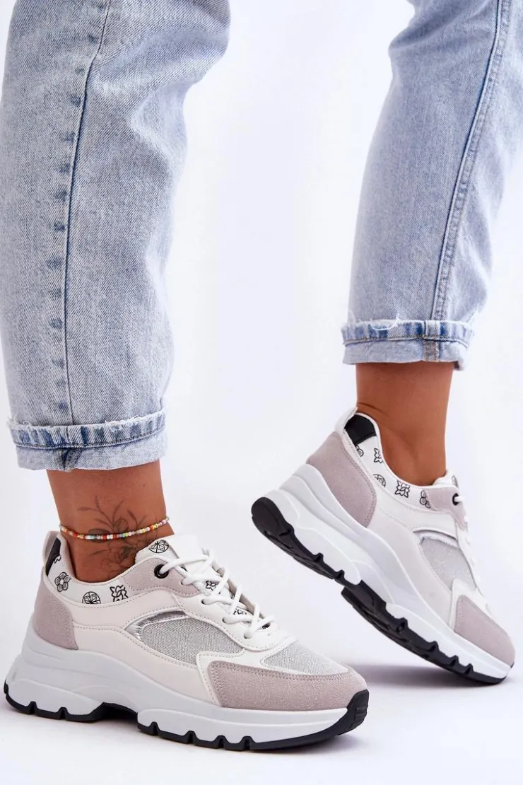 Sale Boto Sznurowane Buty Sportowe Na Platformie Białe Escape