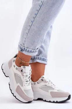 Sale Boto Sznurowane Buty Sportowe Na Platformie Białe Escape