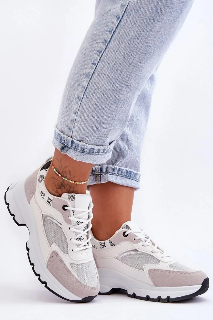 Sale Boto Sznurowane Buty Sportowe Na Platformie Białe Escape