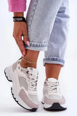 Sale Boto Sznurowane Buty Sportowe Na Platformie Białe Escape