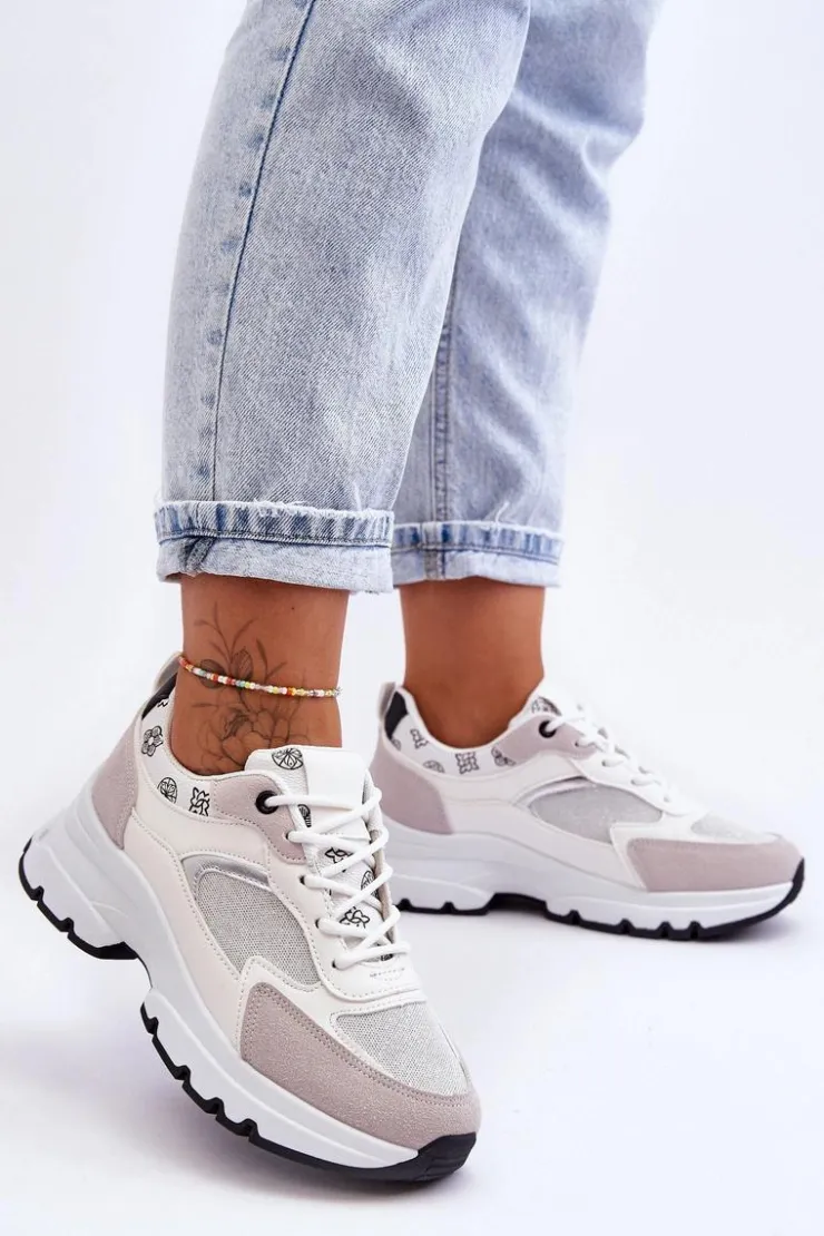 Sale Boto Sznurowane Buty Sportowe Na Platformie Białe Escape