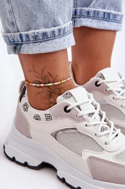 Sale Boto Sznurowane Buty Sportowe Na Platformie Białe Escape